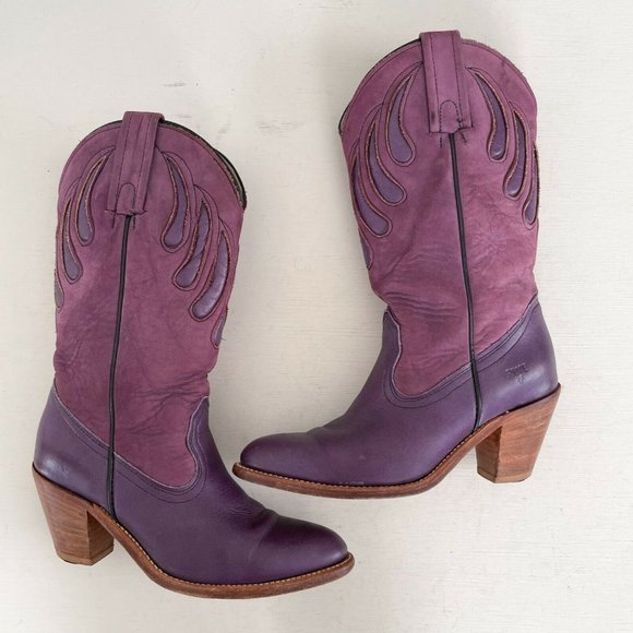 Frye Shoes - FRYE Purple Leather~Sugar Plum~Pointed Toe Western Cowboy Boots